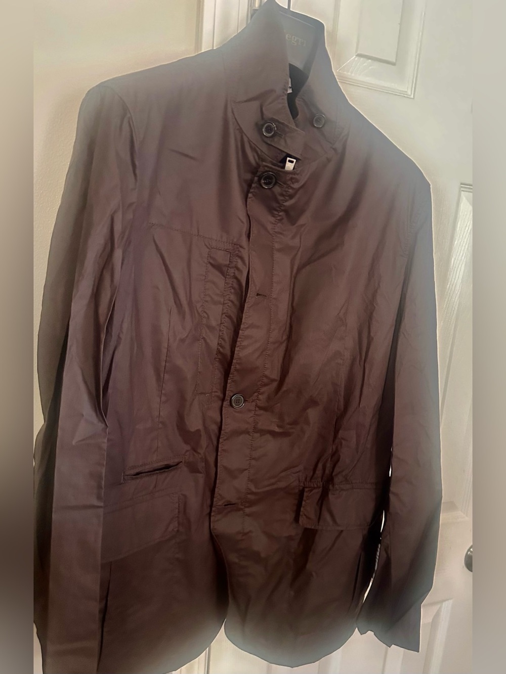 Allegri Men's Dark Brown Raincoat with High Collar